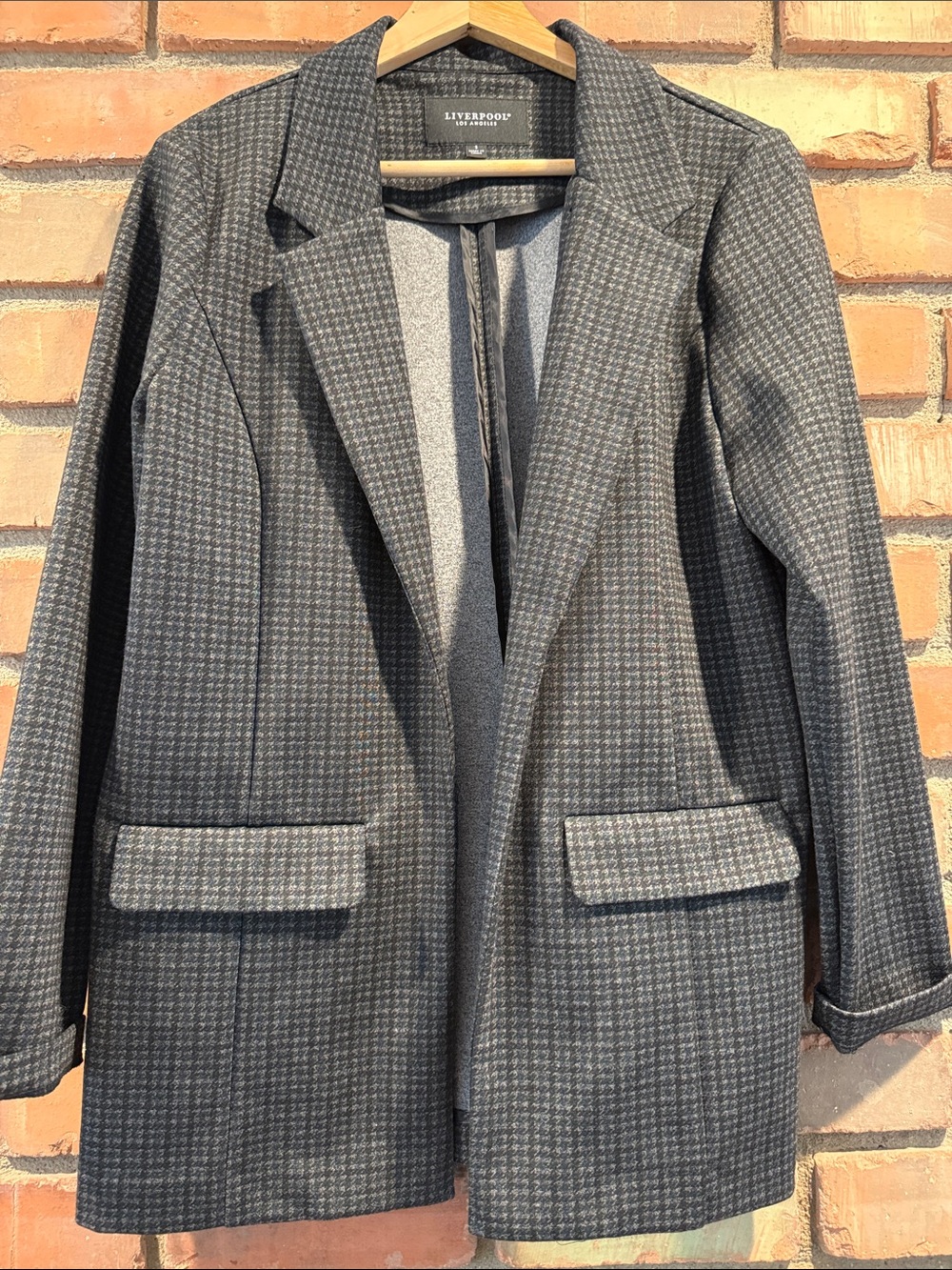 Liverpool Gray and Navy Houndstooth Women's Blazer
